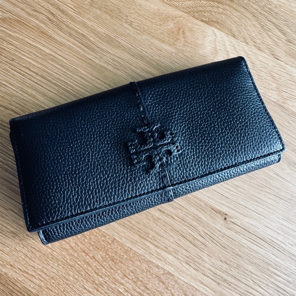 Tory Burch Black Embossed Leather Wallet